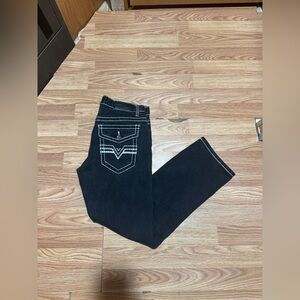 Men’s True Luck Black Classic Stretch Bootcut Jeans Size 30x30 Embroidered Y2K